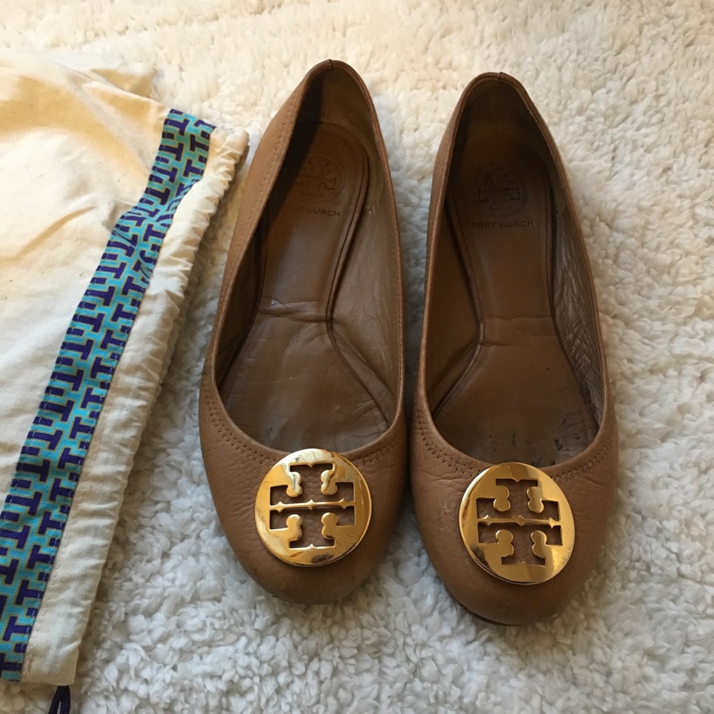 Tory Burch Reva Flats Size 8 Tan